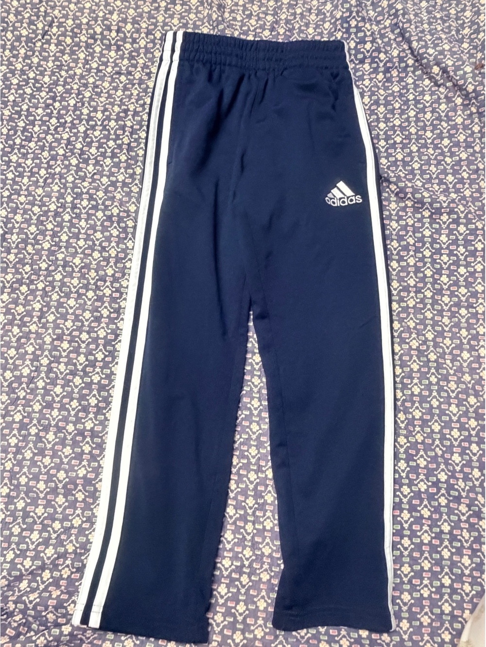 Adidas Youth Navy Blue 3-Stripe Athletic Track Pants Size 8